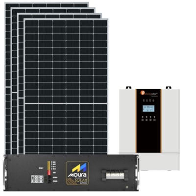 Kit Solar 280kWh/mês Inversor Felicity 3kW 24V 220V Bateria Litio Moura 100Ah