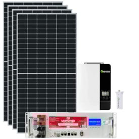 Kit Solar 280kWh/mês Inversor Growatt 3,5kW 48V 220V Bateria de Lítio 100Ah