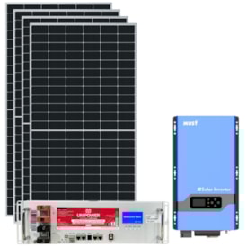 Kit Solar 280kWh/mês Inversor Must 5kW 48V 127V Bateria de Litio 100Ah