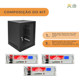 Segunda imagem do produto KIT Solar 3 Baterias de Lítio UNIPOWER 48V 100Ah + RACK para 3 baterias
