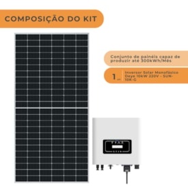 Segunda imagem do produto Kit Solar 300kWh/mês Residencial Inversor Deye 10kW 220V