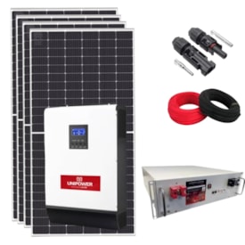 Kit Solar 333kWh/mês com Inversor Carregador 3kW 48V/220V e Bateria de Lítio Unipower