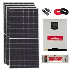 Kit Solar 333kWh/mês com Inversor Carregador 3kW 48V/220V e Bateria de Lítio Unipower