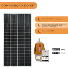 Segunda imagem do produto Kit Solar 340W com Bomba Vibratória Anauger 7.500l/Dia 40MCA