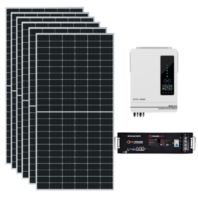 Kit Solar 396kWh/Mês Inversor Anern EVO 10,2kW 48V e Bateria Lítio Getpower