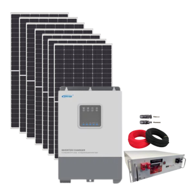 Kit Solar 466kWh/mês Inversor Carregador Epever 48V/220V e Bateria de Lítio