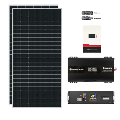 Kit Solar 4680W/h Inversor 3000W 24V/220V Bateria Lítio Moura