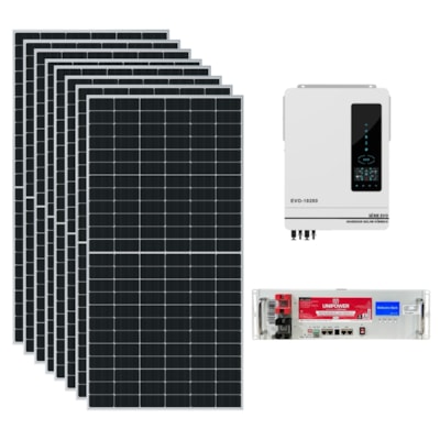 Kit Solar 528kWh/Mês Inversor Anern 10,2kW 48V e Bateria Lítio Unipower