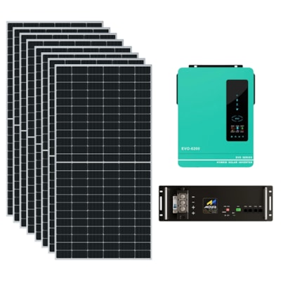 Kit Solar 561kWh/Mês Inversor Anern EVO 6,2kW 48V e Bateria Lítio Moura
