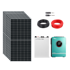 Kit Solar 561Wh/Mês Inversor Anern EVO 6200 e Bateria Lítio Livoltek 100Ah
