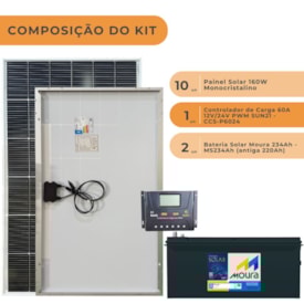 Segunda imagem do produto Kit Solar 6400W/dia com Bateria Moura 234Ah