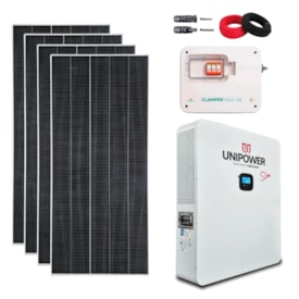 Kit Solar All in One Unipower 5kW 48/220V com Litio 4,8kW e 4 Painéis 545W