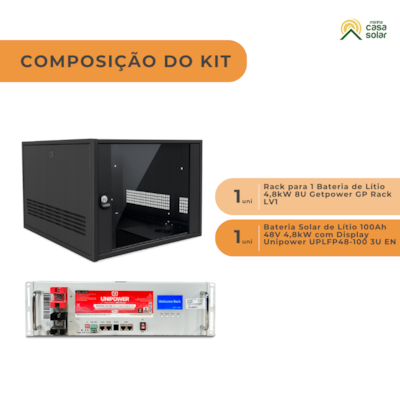 Segunda imagem do produto KIT Solar Bateria de Lítio UNIPOWER 48V 100Ah + RACK para 1 bateria
