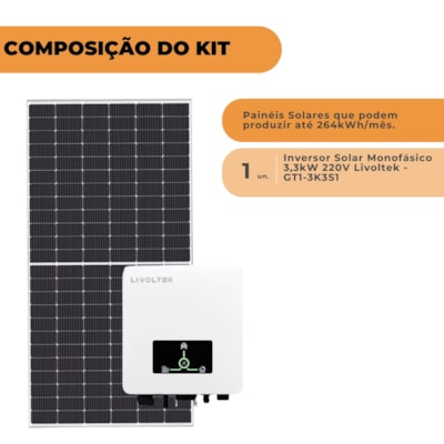 Segunda imagem do produto Kit Solar Canadian Residencial 264kWh/mês Livoltek 3kW 220V