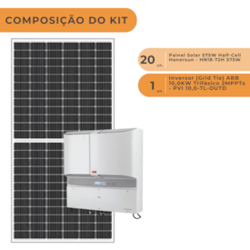 Segunda imagem do produto Kit Solar Comercial 1.386 kW/Mês Inversor ABB Fimer Hanersun