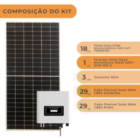 Segunda imagem do produto Kit Solar Comercial 10kWp Inversor Deye Monofásico Sun-10K-G 220V