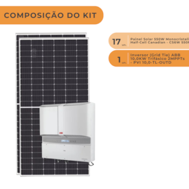 Segunda imagem do produto Kit Solar Comercial 1380kWh/mês Inversor ABB Fimer Canadian