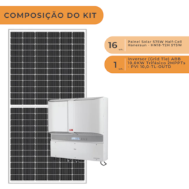 Segunda imagem do produto Kit Solar Comercial 1380kWh/mês Inversor ABB Fimer Hanersun
