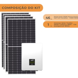 Segunda imagem do produto  Kit Solar Comercial 3.036 kW/mês FoxESS 380V Trifásico