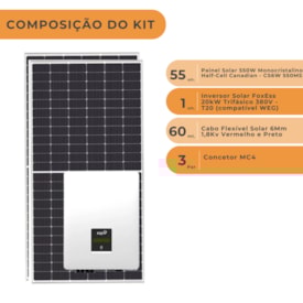 Segunda imagem do produto Kit Solar Comercial 3.630 kW/mês FoxESS 380V Trifásico