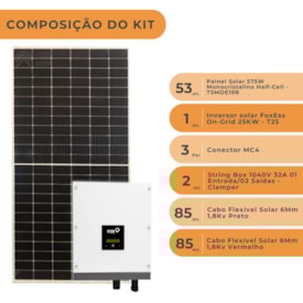 Segunda imagem do produto Kit Solar Comercial 30kWp Inversor FoxEss T25-G3 Trifásico 380V