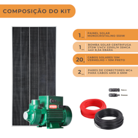 Segunda imagem do produto Kit Solar Completo Bomba Periférica Ebara Até 2300L 35MCA 272W 44V 