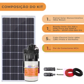 Segunda imagem do produto Kit Solar Flutuador em Lagos 155W Bomba Seaflo 55MCA