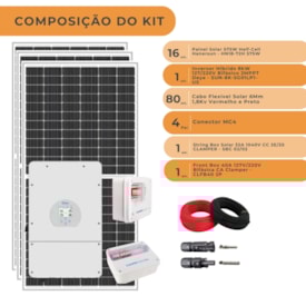 Segunda imagem do produto Kit Solar Híbrido 1104kW/mês Inversor Deye 8kW Painel Hanersun