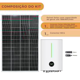 Segunda imagem do produto Kit Solar Híbrido 168kWh/mês com Inversor 5kW 220V Livoltek
