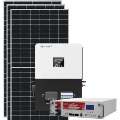 Kit Solar Hibrido 200kWh/Mês ou 1,67Kwp Luxpower 6kW Bifásico com Litio Unipower