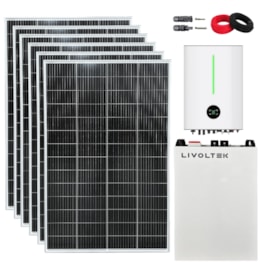 Kit Solar Híbrido 201,6kWh/mês 220V com Bateria de Lítio Livoltek