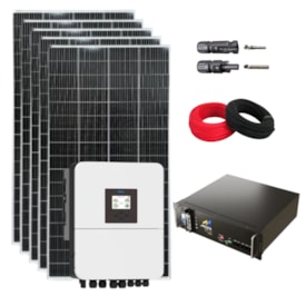 Kit Solar Híbrido 204kW/mês Deye 5kW 220V com Bateria 100Ah Moura