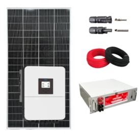Kit Solar Híbrido 204kW/mês Deye 5kW 220V com Bateria de Lítio 100Ah