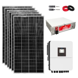 Kit Solar Híbrido 204kW/mês Deye 5kW 220V com Bateria de Lítio 100Ah