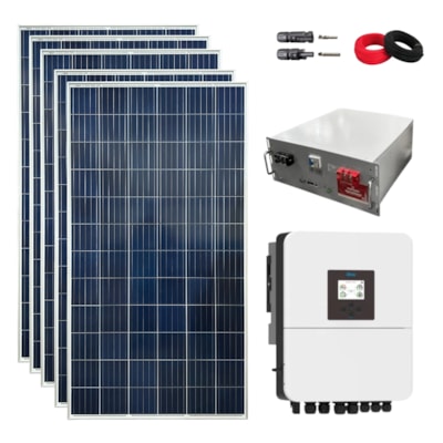 Kit Solar Híbrido 204kW/mês Inversor Híbrido 5kW 220V com Bateria 150Ah