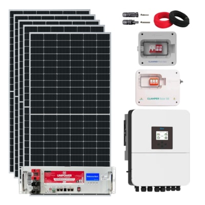 Kit Solar Híbrido 266kW/mês Inversor Deye 3kW Bateria Lítio