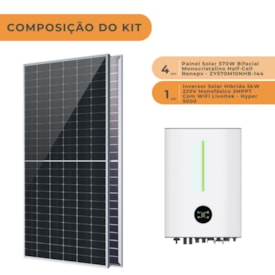 Segunda imagem do produto Kit Solar Híbrido 273kWh/mês Monocristalino Com Inversor 5kW 220V Livoltek