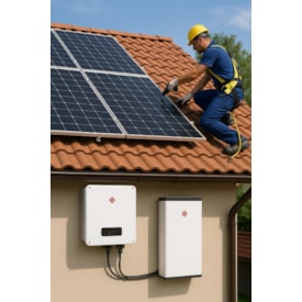 Kit Solar Híbrido 290KwH/mês com Bateria de Lítio e Instalação - BH e Região