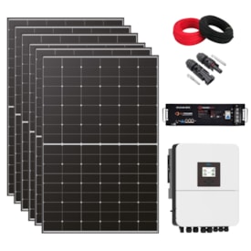 Kit Solar Híbrido 316kW/mês Deye 5kW 220V com Bateria Getpower 100Ah