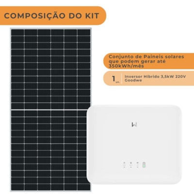 Segunda imagem do produto Kit Solar Hibrido 350kWh/mês Inversor Goodwe 3,5kW 220V - GW3600ES