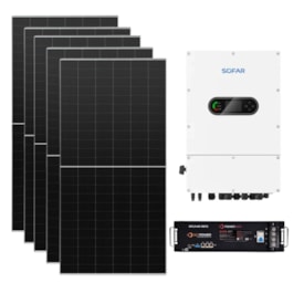 Kit Solar Híbrido 360kWh/Mês Inversor 5kW 127/220V Sofar e Bateria Getpower