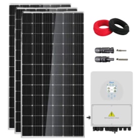 Kit Solar Híbrido 367kWh/mês 220V Monofásico 1MPPT Deye