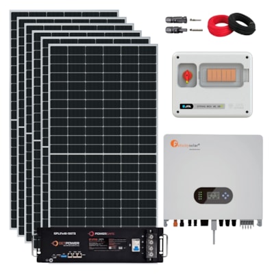 Kit Solar Híbrido 421kWh/mês Felicity 6kW 220V Bateria GetPower