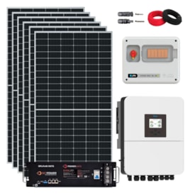 Kit Solar Híbrido 435kWh/mês Deye 5kW 220V Bateria GetPower
                                            