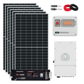 Kit Solar Híbrido 561kWh/mês Deye 220V/127V Bateria GetPower