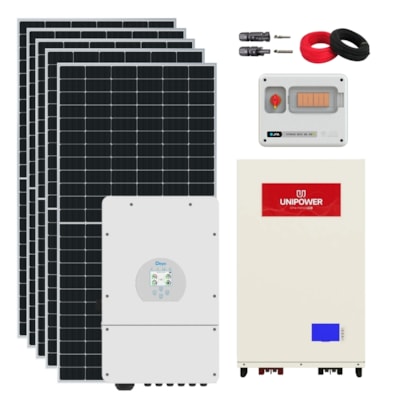 Kit Solar Híbrido 561kWh/mês Deye 7,5kW 220V Bateria Unipower InWall