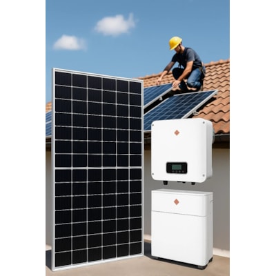 Kit Solar Híbrido 580KwH/mês com Bateria de Lítio e Instalação - BH e Região