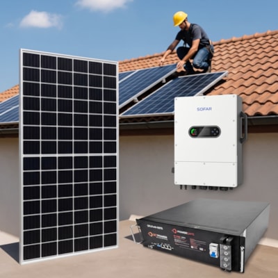 Kit Solar Híbrido 580kWh/mês com Bateria de Lítio e Instalação - BH e Região