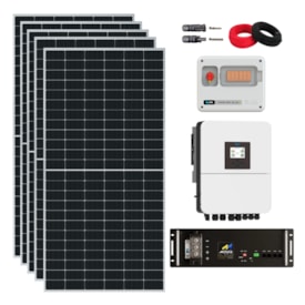 Kit Solar Híbrido 599kW/mês Deye 5kW 220V com Bateria Lítio Moura 100Ah