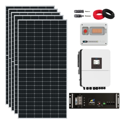Kit Solar Híbrido 599kW/mês Deye 5kW 220V com Bateria Lítio Moura 100Ah